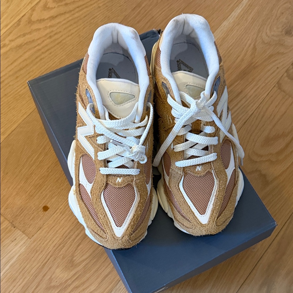 New Balance Tan and White Athletic Shoes